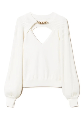 TWINSET chain-embellished ribbed blouse - White