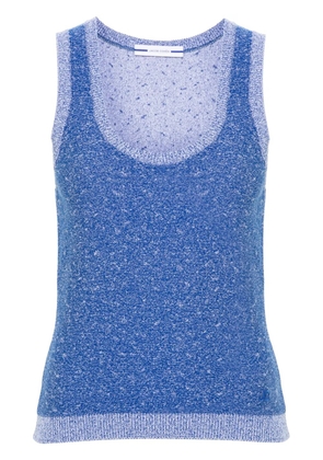 Jacob Cohën logo-embroidered bouclé top - Blue