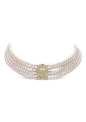 Yoko London Classic diamond and pearl choker - White