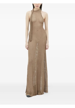 Aya Muse Tera halterneck mesh maxi dress - Brown