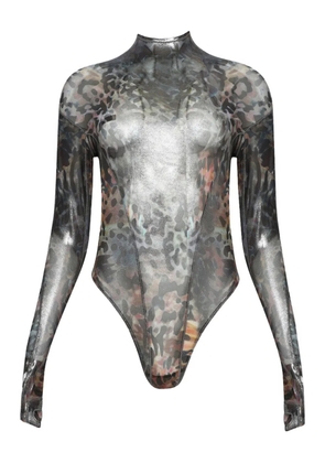 Mugler printed high-neck bodysuit - Brown