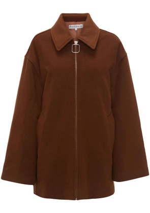 JW Anderson logo-appliqué short coat - Brown