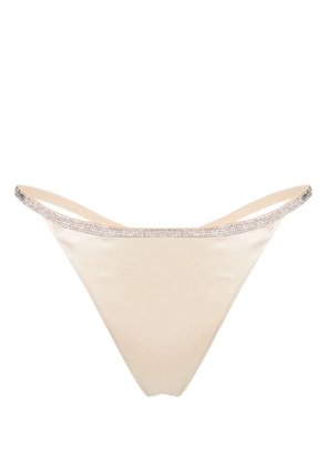 Nuè Slip Rosie rhinestoned satin thong - Neutrals