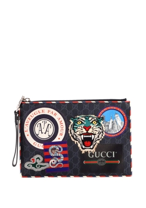 Gucci Pre-Owned Night Courrier Pouch GG Coated Canvas with Applique clutch bag - Black