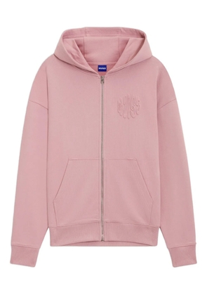 HUGO embossed zip-up hoodie - Pink