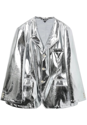 Black Comme Des Garçons single-breasted metallic blazer - Silver