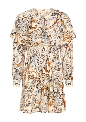 Marie Oliver Reeves ruffled paisley-print mini dress - Neutrals