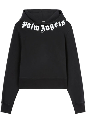 Palm Angels logo-print cotton hoodie - Black