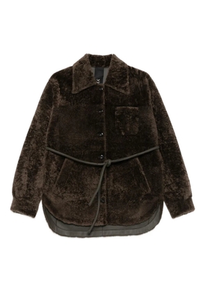 Blancha belted shearling jacket - Brown