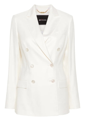 Kiton double-breasted canvas blazer - Neutrals
