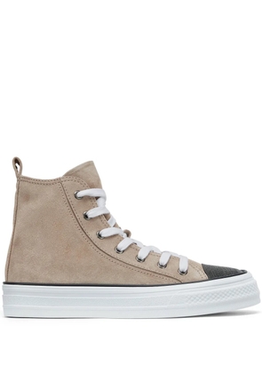 Brunello Cucinelli panelled lace-up sneakers - Brown