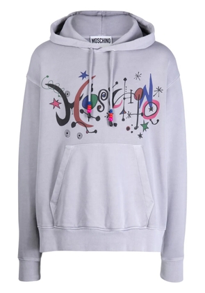 Moschino logo-print cotton hoodie - Grey