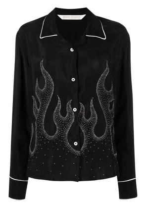 Palm Angels flame-embroidered shirt - Black