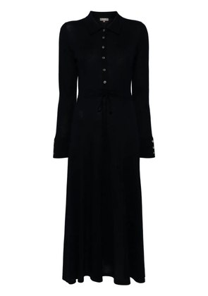 N.Peal polo-collar belted dress - Blue