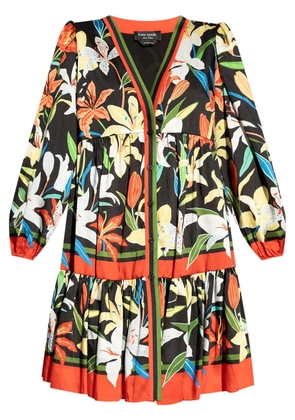 Kate Spade floral-print long-sleeve mini dress - Black