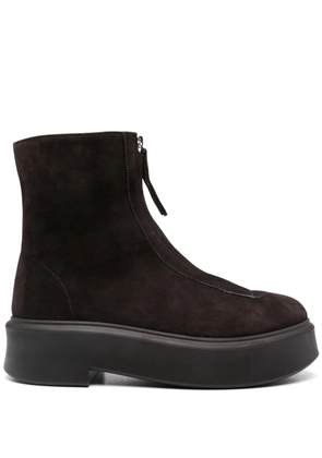 The Row zipped suede boot - Brown