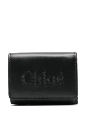 Chloé embroidered-logo leather wallet - Black