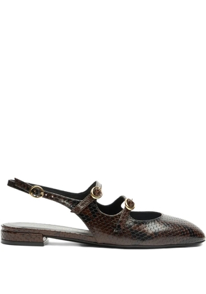 Stuart Weitzman snakeskin slingback flat pumps - Brown