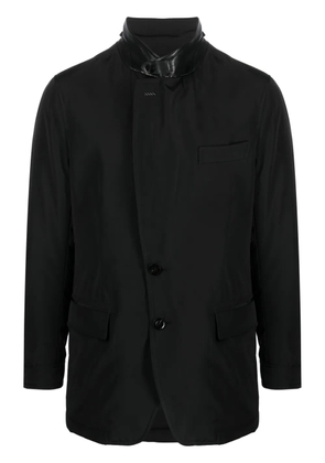 TOM FORD leather-trim single-breasted blazer - Black