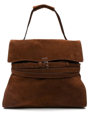 Moschino medium belted suede tote bag - Brown