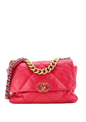 CHANEL Pre-Owned 19 Flap Bag Quilted Leather Large crossbody bag - Pink