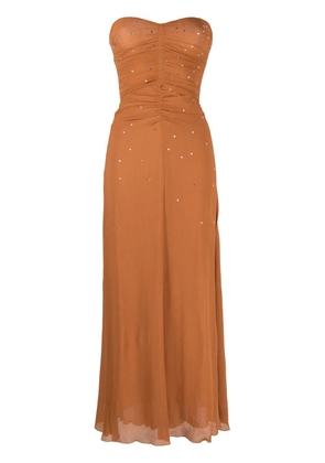 Forte Forte crystal-embellished silk maxi dress - Brown