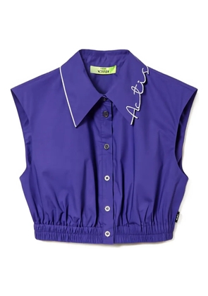 TWINSET embroidered-collar cropped cotton shirt - Purple