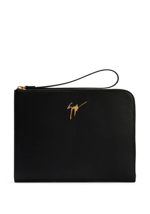 Giuseppe Zanotti Fabian logo-plaque clutch bag - Black