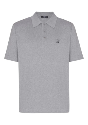 Balmain Embroidered Cotton Polo - Grey