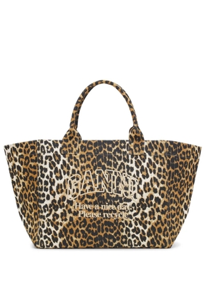 GANNI oversized canvas tote bag - Brown