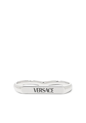 Versace logo-engraved ring - Silver