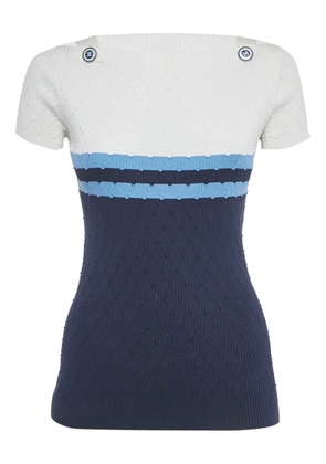 CHANEL Pre-Owned rib-knit striped top - Blue