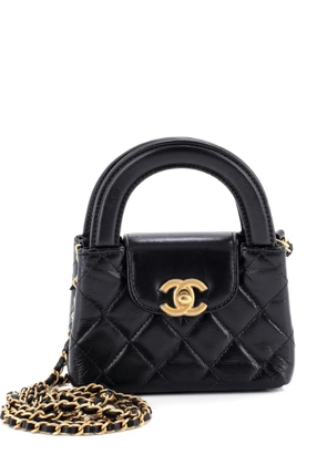 CHANEL Pre-Owned Kelly Top Handle Shopping Bag Quilted Shiny Aged Calfskin Nano crossbody bag - Black