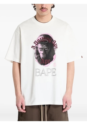 A BATHING APE® rhinestone-embellished ape head-print T-shirt - White