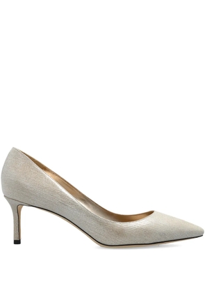 Jimmy Choo Romy metallic leather pointed-toe heels - Neutrals
