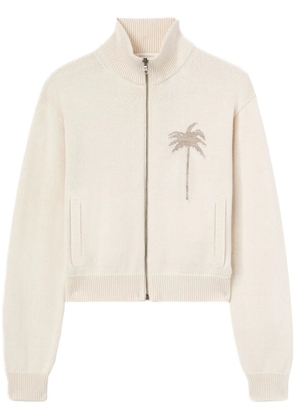 Palm Angels palm tree knitted track top - Neutrals