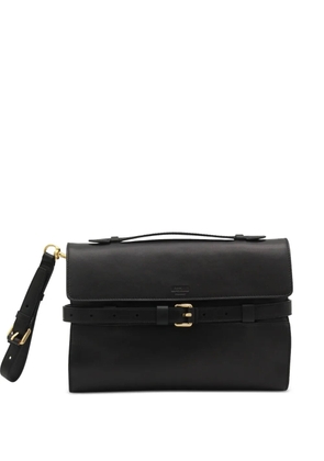 Moschino Tie Me belted leather clutch bag - Black