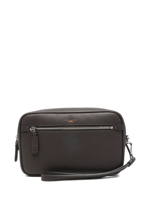 Santoni zip leather beauty bag - Brown