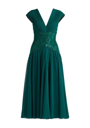 Tadashi Shoji pleated sequin-embellishment midi dress - Green