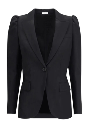 Alexander McQueen puff-shoulder single-breasted blazer - Black