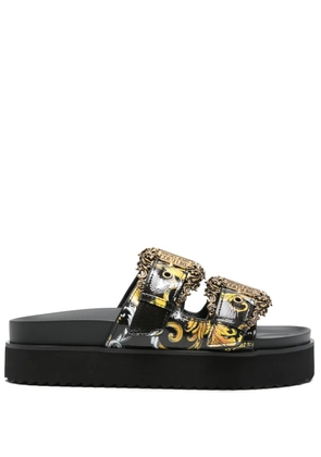 Versace Jeans Couture Barocco-print slides - Black