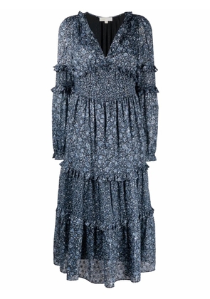 Michael Michael Kors floral-print tiered midi dress - Blue
