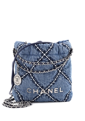 CHANEL Pre-Owned 22 Chain Quilted Stitched Denim Mini hobo bag - Blue