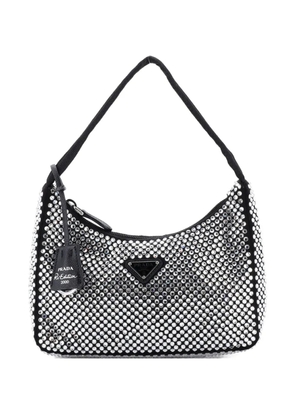 Prada Pre-Owned Re-Edition 2000 Crystal Embellished Satin Mini hobo bag - Black