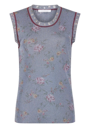 Rabanne floral-print tank top - Blue