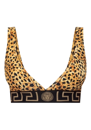 Versace leopard-print logo-band bra - Yellow