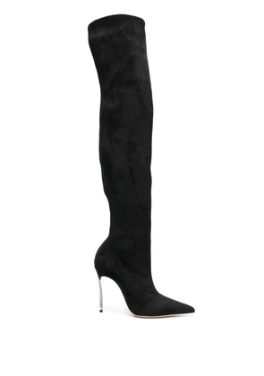 Casadei Blade 110mm thigh-high suede boots - Black
