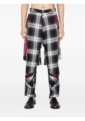 sulvam checked trousers - Black