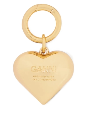 GANNI heart leopard-print keyring - Gold