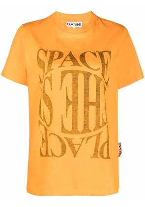 GANNI slogan print T-shirt - Orange